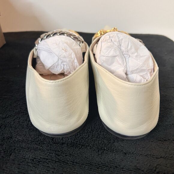 Gucci Deva Horsebit Chain Pointed Toe Flats White Leather Sz 36 US 6 Box - Picture 6 of 10